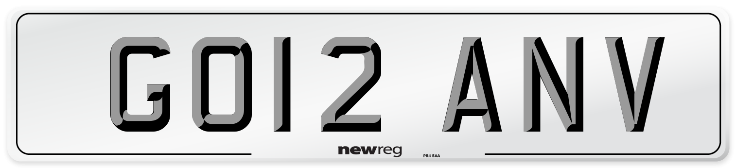 GO12 ANV Number Plate from New Reg